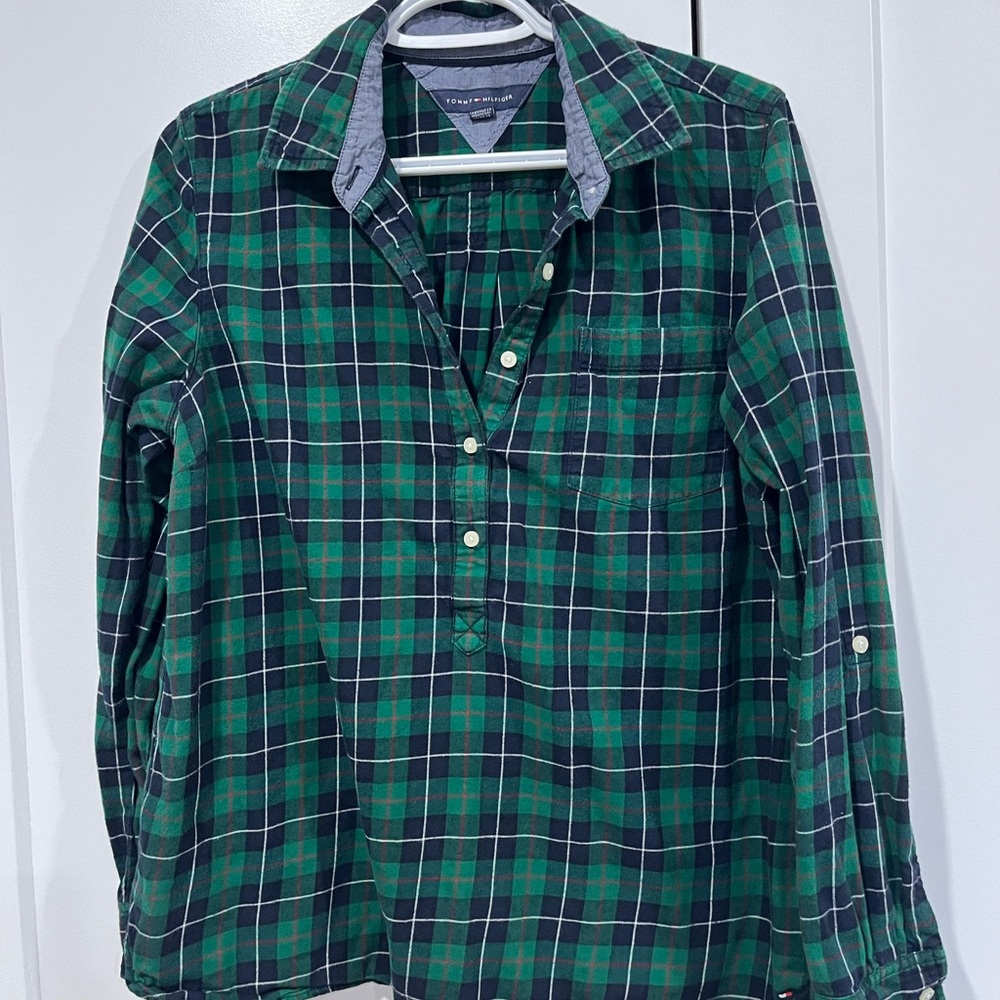 Tommy Hilfiger Green Plaid Button Down Shirt